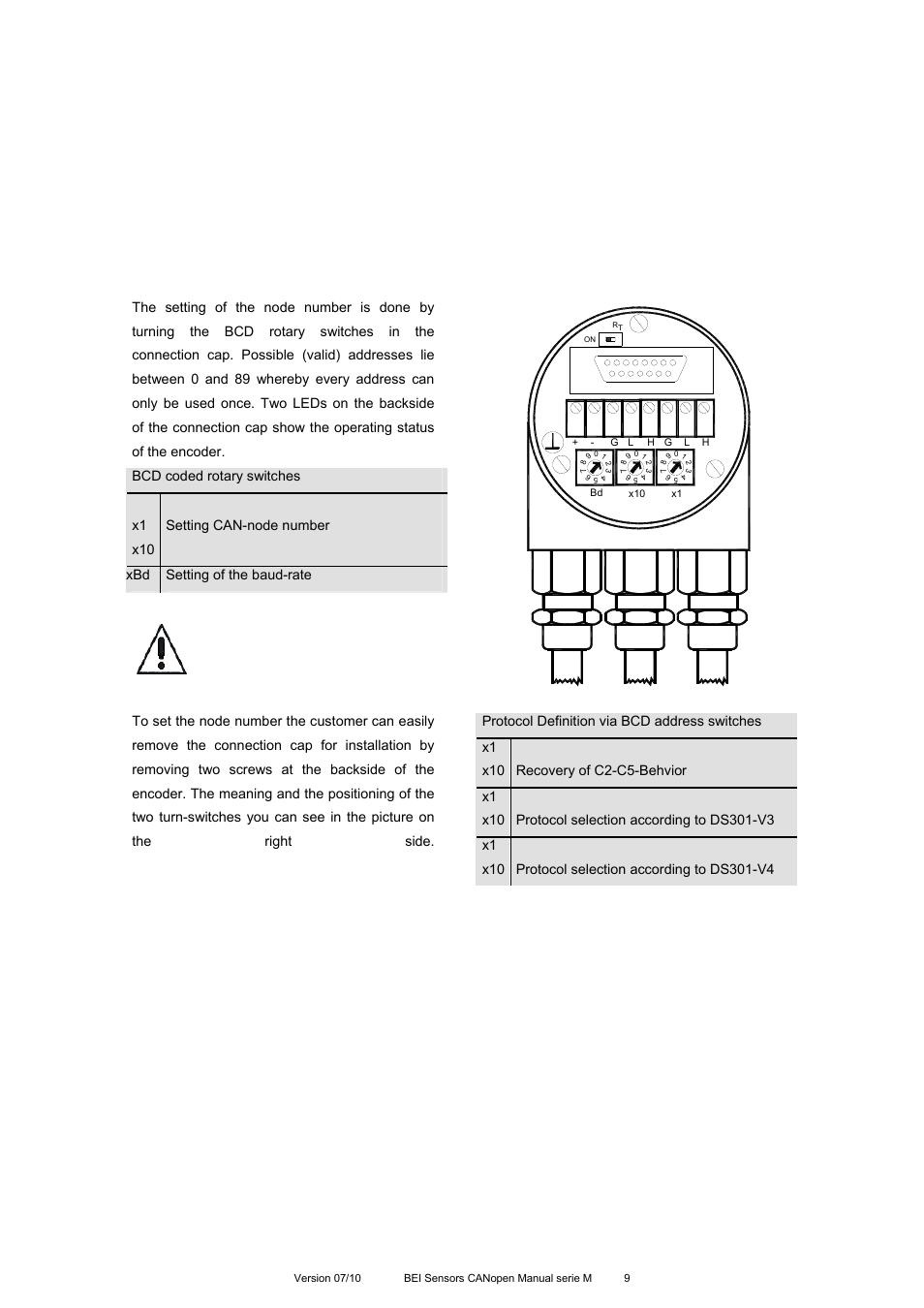 3 setting node number in connection cap | BEI Sensors MHK5 Absolute Hollow Shaft Encoder User Manual | Page 9 / 77