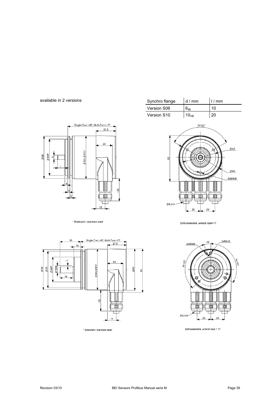9 dimensioned drawings, Dimensioned drawings | BEI Sensors MHK5 Absolute Hollow Shaft Encoder User Manual | Page 39 / 48