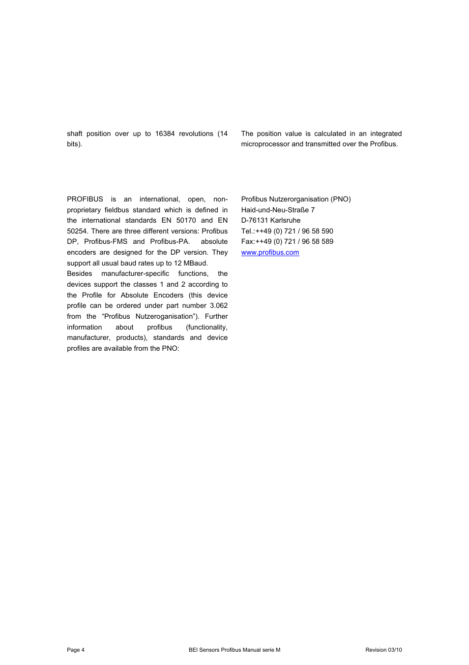 2 profibus technology | BEI Sensors MHK5 Absolute Hollow Shaft Encoder User Manual | Page 4 / 48