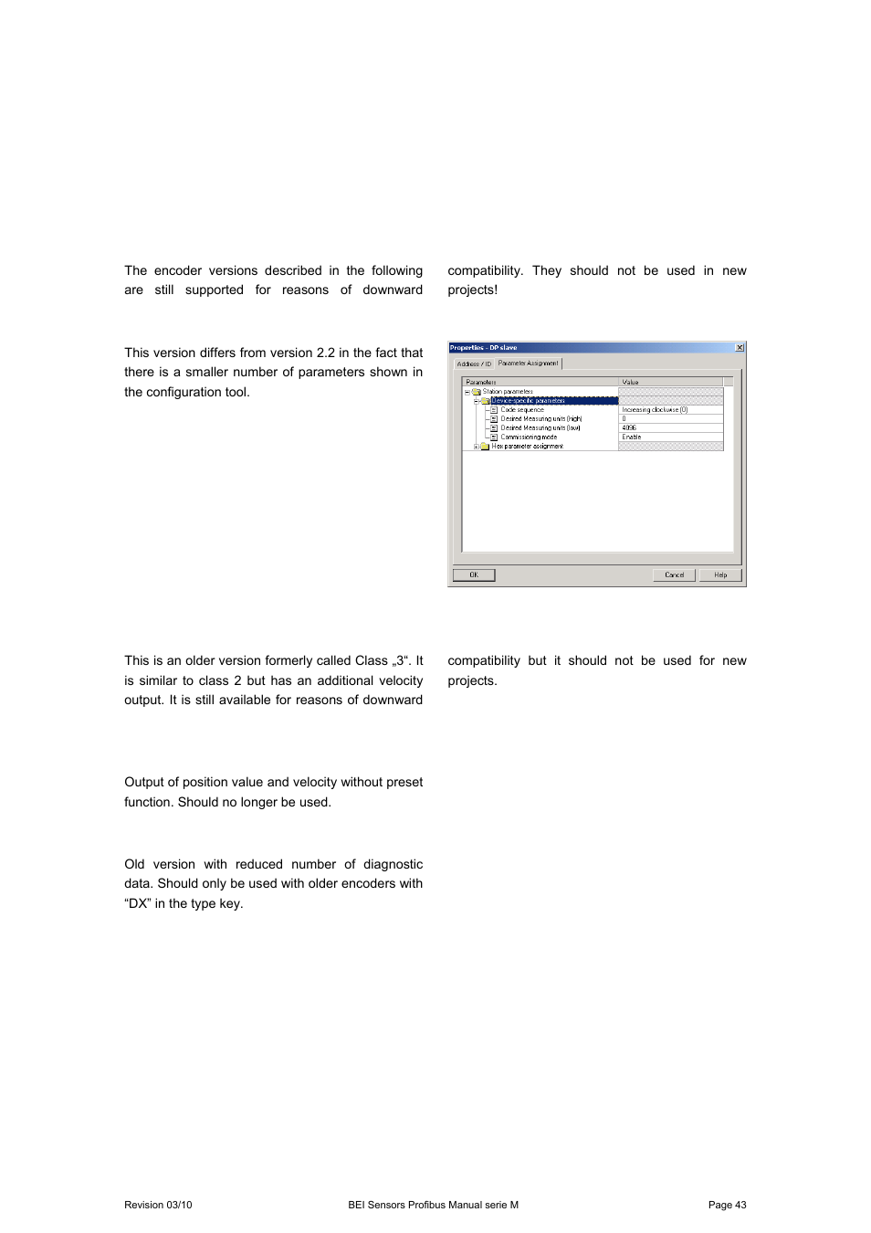 2 further encoder configurations, 1 version 2.0 multiturn, 2 version 1.1 multiturn | 3 version 1.0 multiturn, 4 class 2 multiturn ‚dx-version | BEI Sensors MHK5 Absolute Hollow Shaft Encoder User Manual | Page 43 / 48