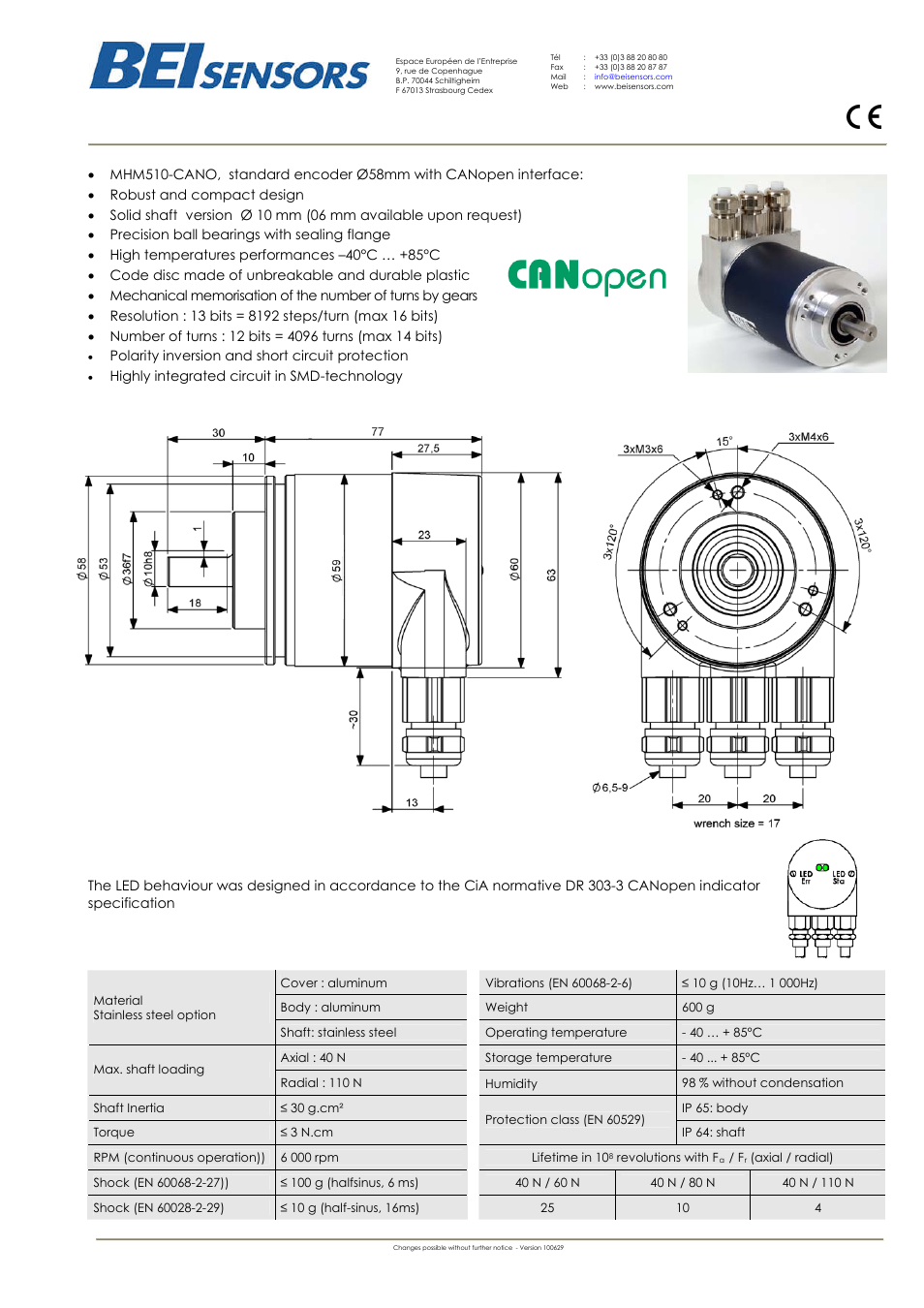 BEI Sensors MHM5 Absolute Hollow Shaft Encoder User Manual | 2 pages