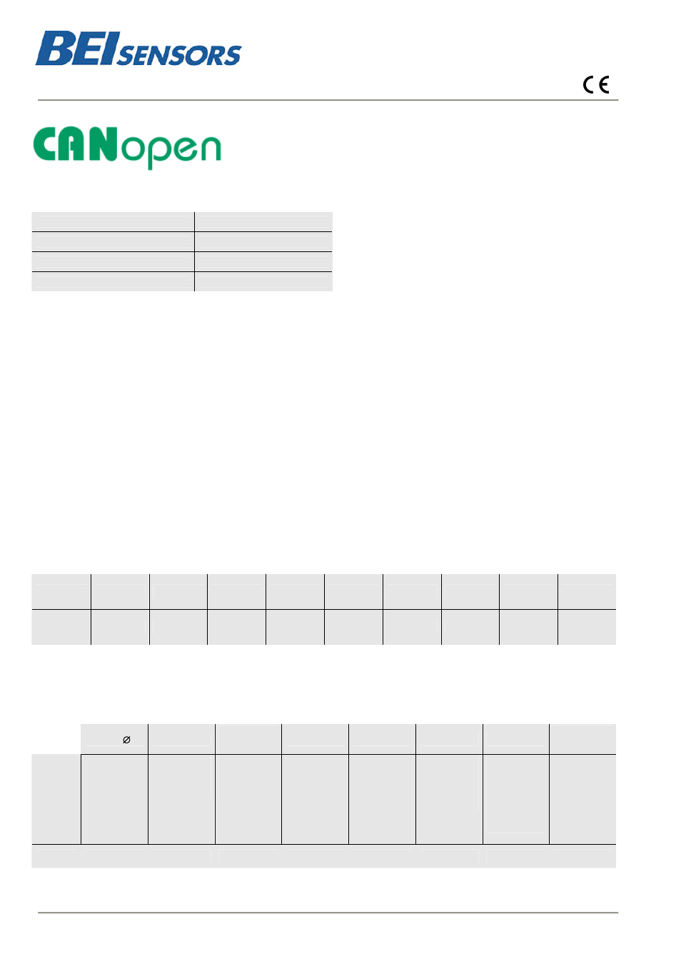 Pho5, Absolute multi-turn encoders, pho5 range, Canopen | BEI Sensors PHO5 Absolute Hollow Shaft Encoder User Manual | Page 2 / 2