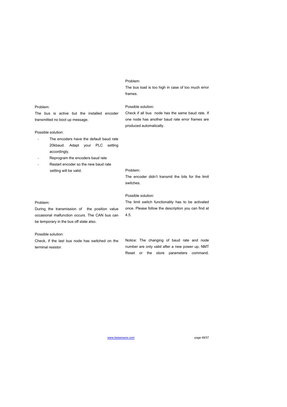 Diagnosis, 2 troubleshooting | BEI Sensors THK4 User Manual | Page 48 / 57