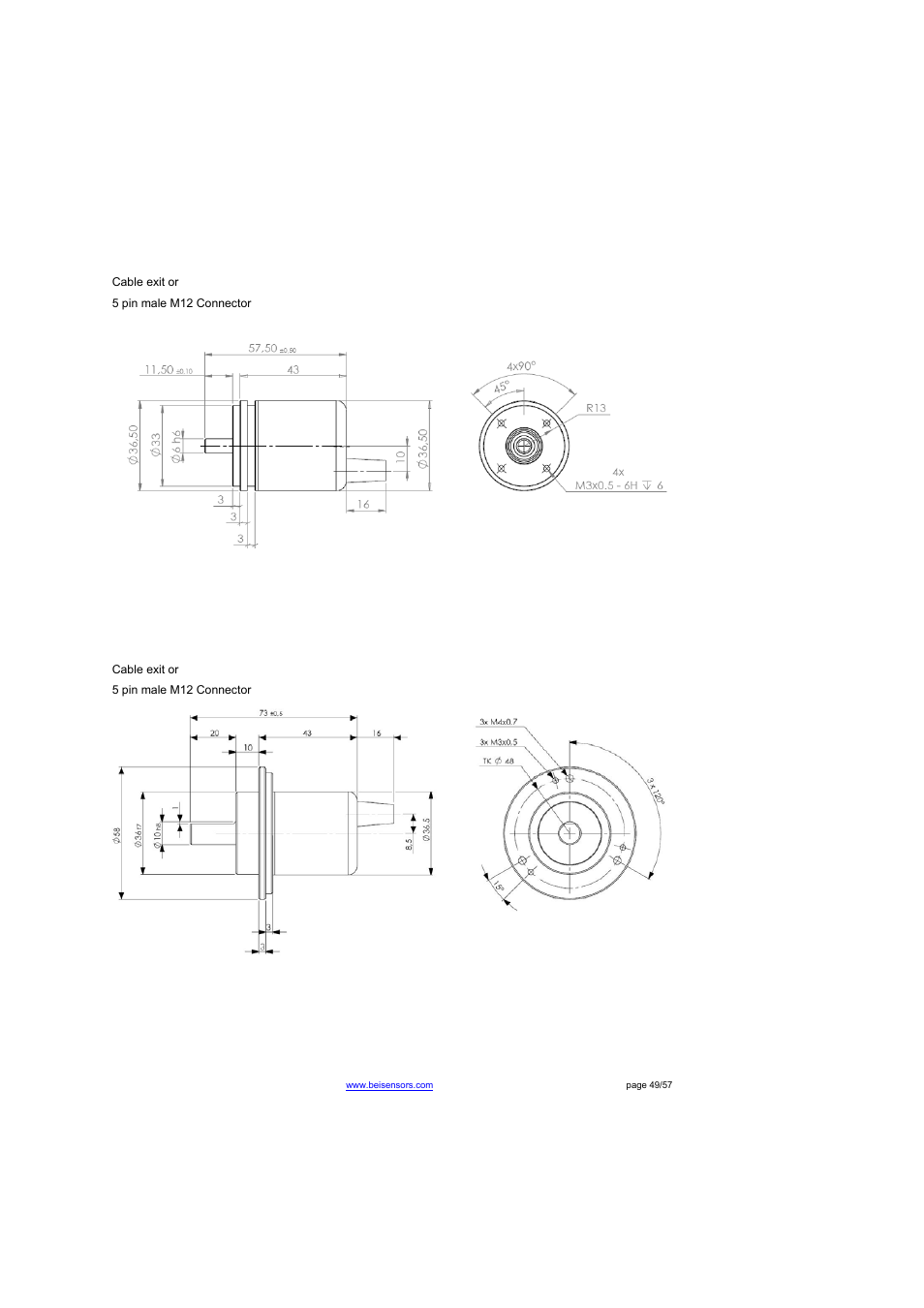 Mechanical drawings | BEI Sensors THK4 User Manual | Page 49 / 57