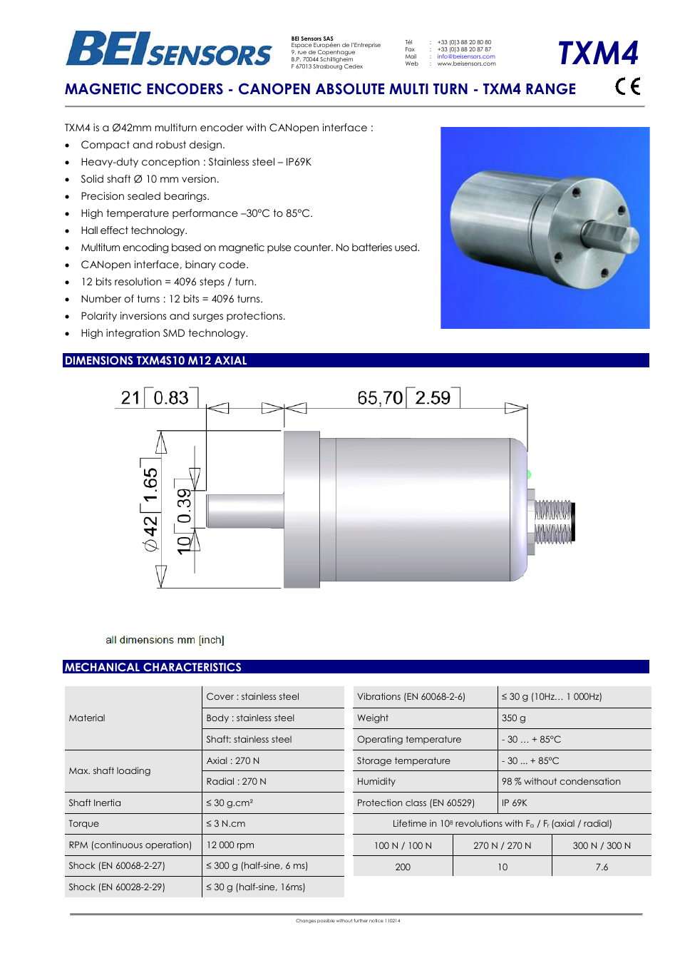 BEI Sensors TXM4 User Manual | 2 pages