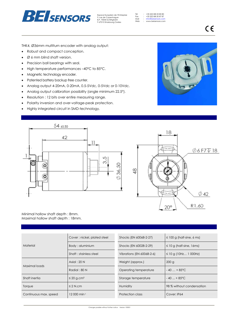 BEI Sensors THK4 User Manual | 2 pages