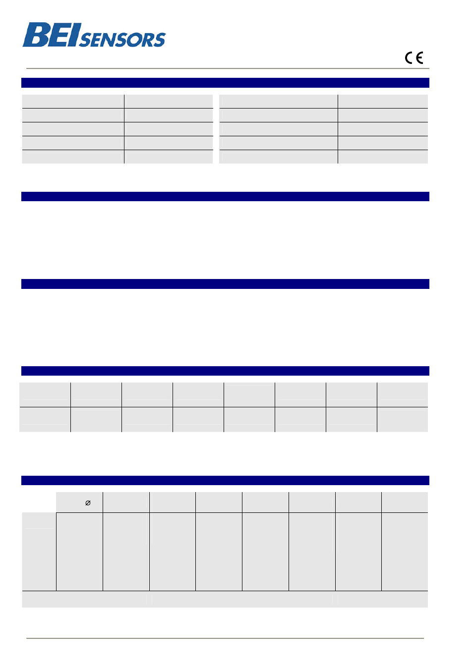 Thk5, Absolute multi-turn encoders, thk5 range, Canopen | Electrical data, Programmable parameters, Communication modes, Canopen connection – b7 – m12, Ordering code | BEI Sensors THK5 User Manual | Page 2 / 2