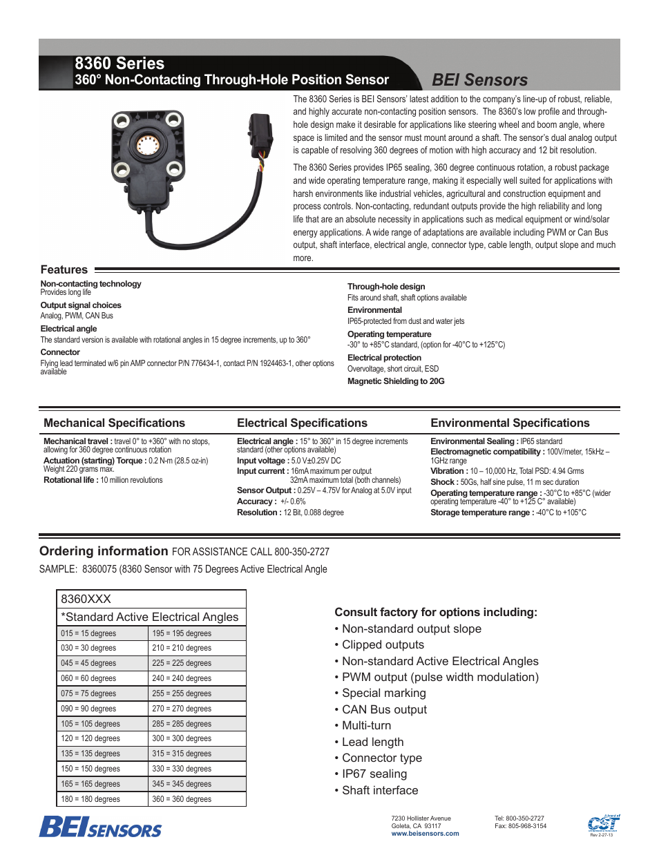 BEI Sensors 8360 User Manual | 2 pages