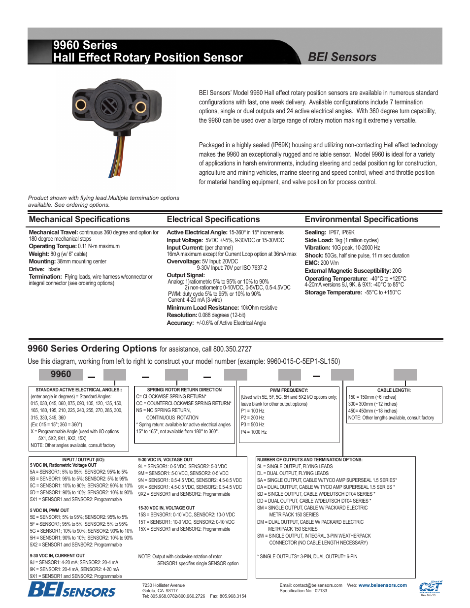 BEI Sensors 9960 User Manual | 2 pages