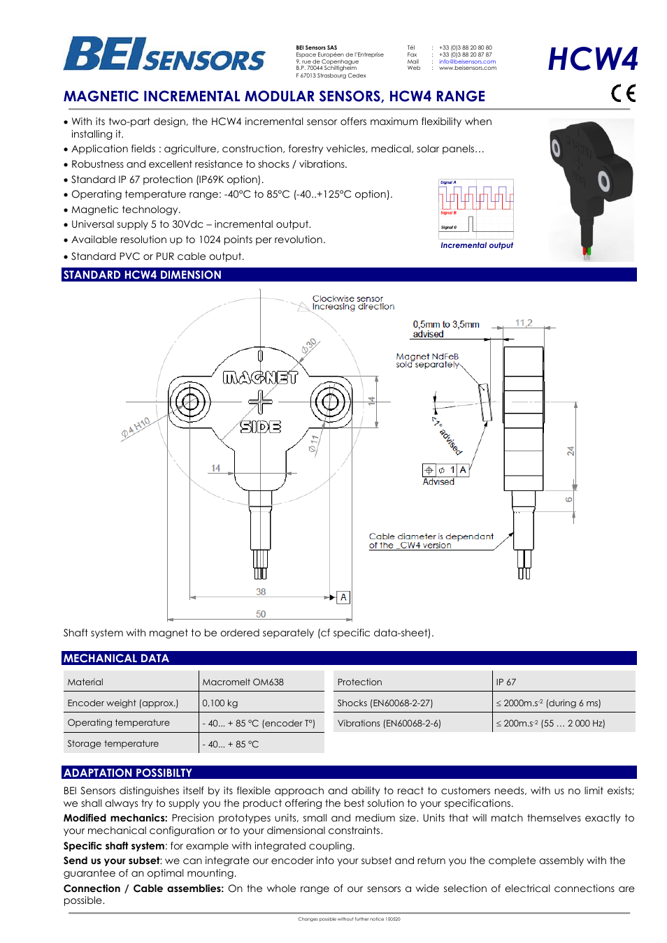 BEI Sensors HCW4 User Manual | 2 pages