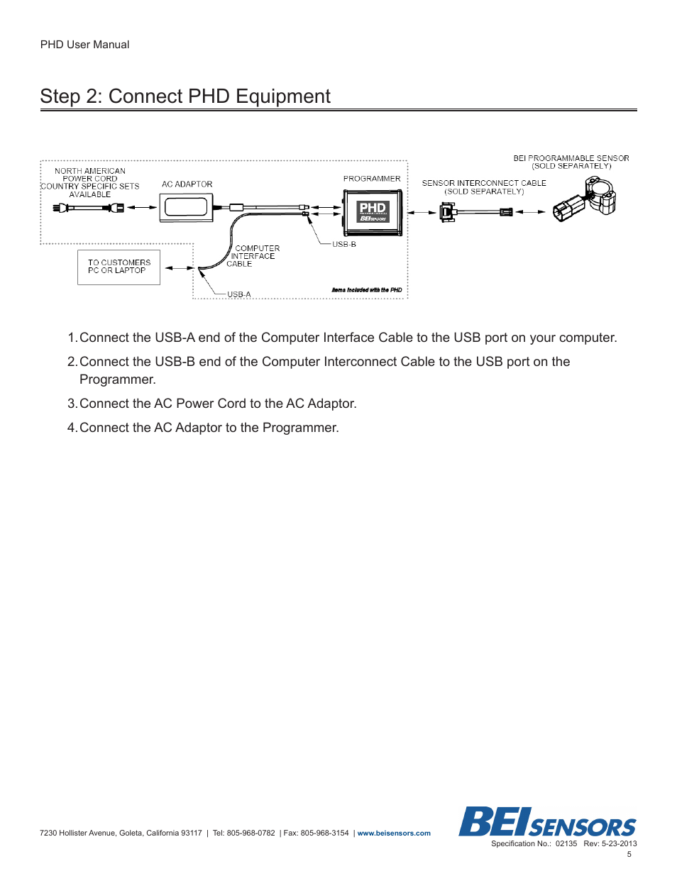 Step 2: connect phd equipment | BEI Sensors Programmable Hall Device User Manual | Page 5 / 14