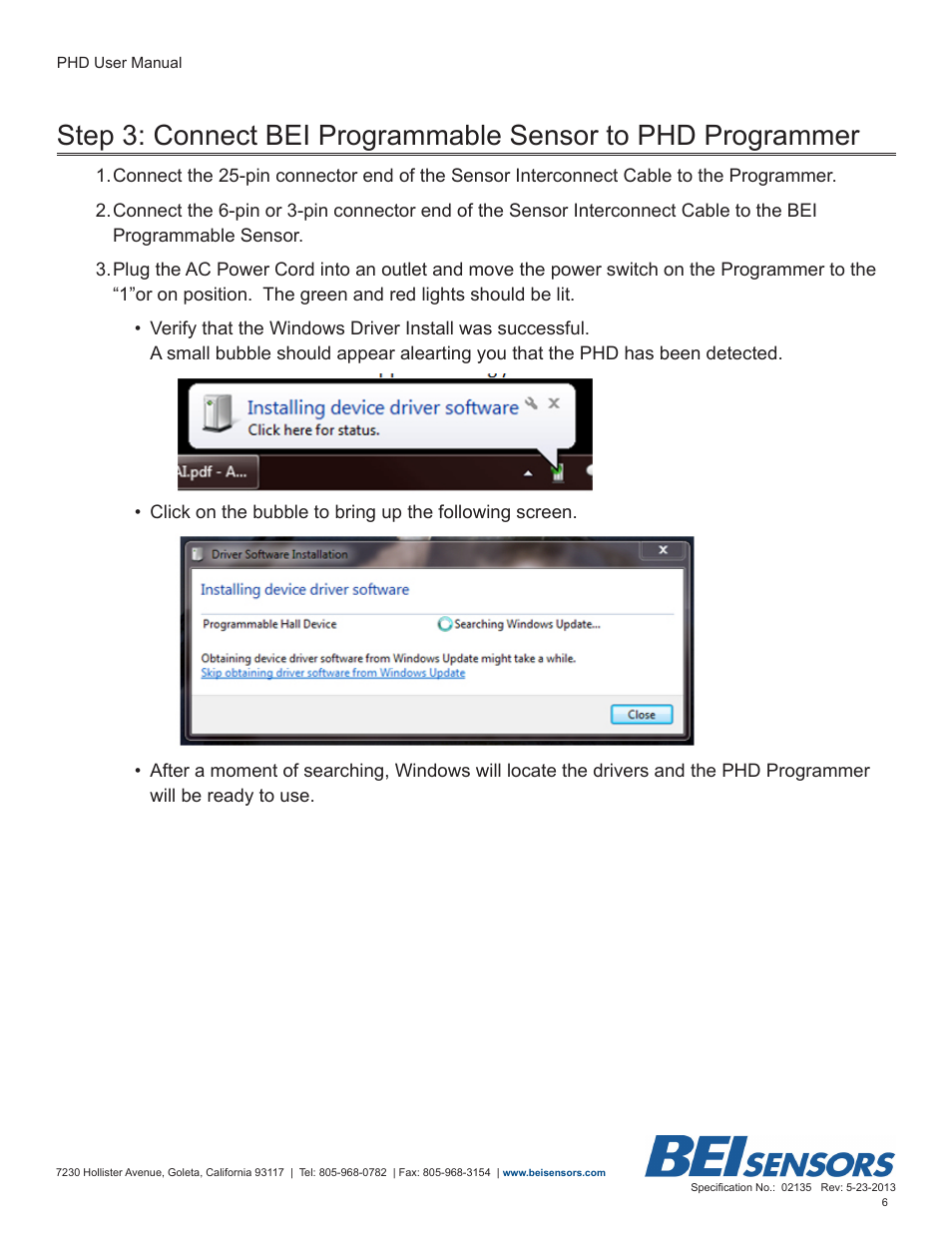 BEI Sensors Programmable Hall Device User Manual | Page 6 / 14