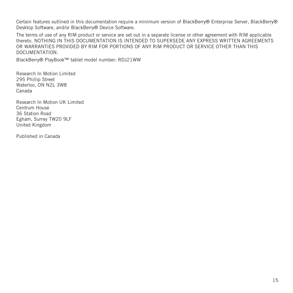 RIM BlackBerry PlayBook tablet User Manual | Page 17 / 17