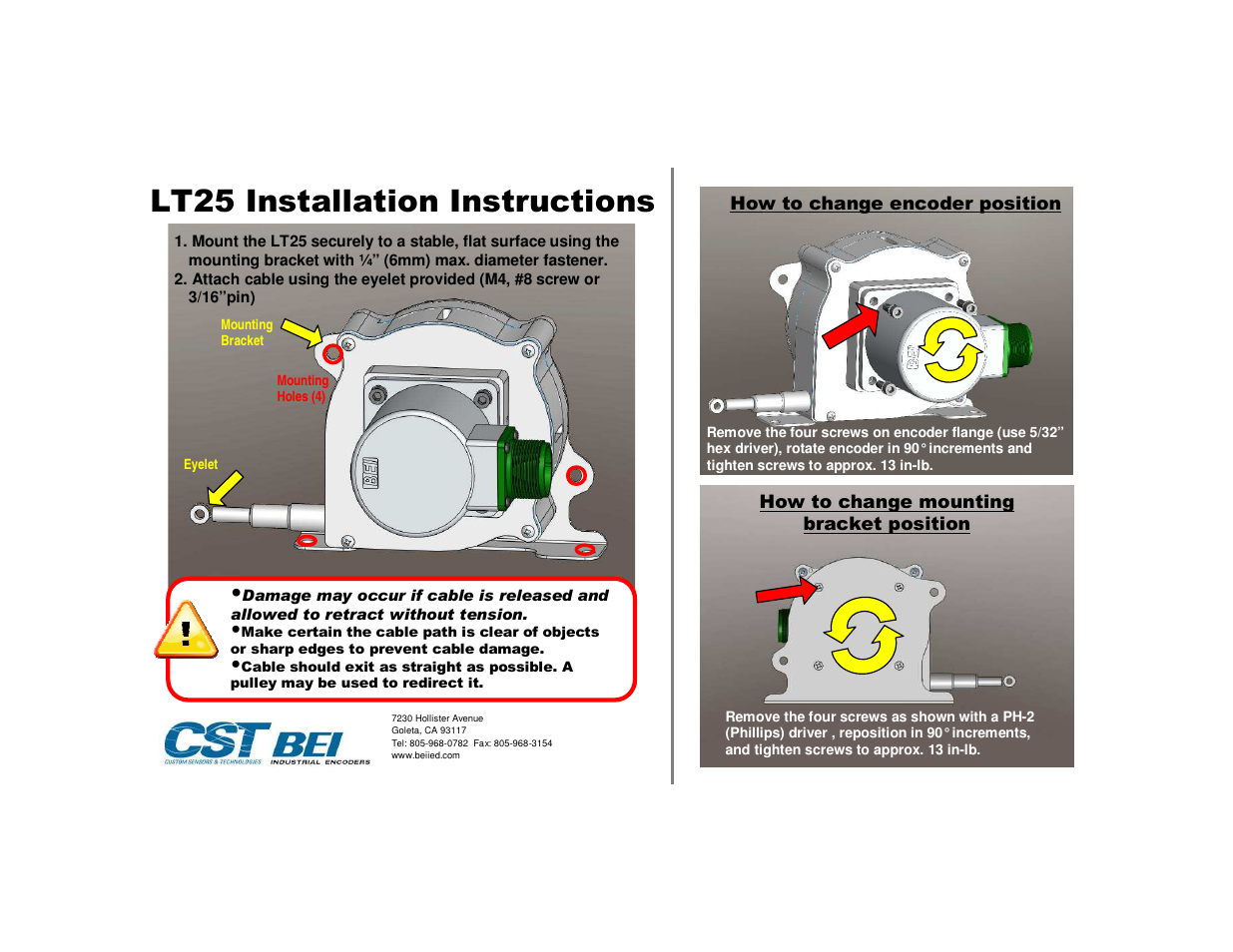 BEI Sensors LT25 Linear Cable Transducer User Manual | 1 page