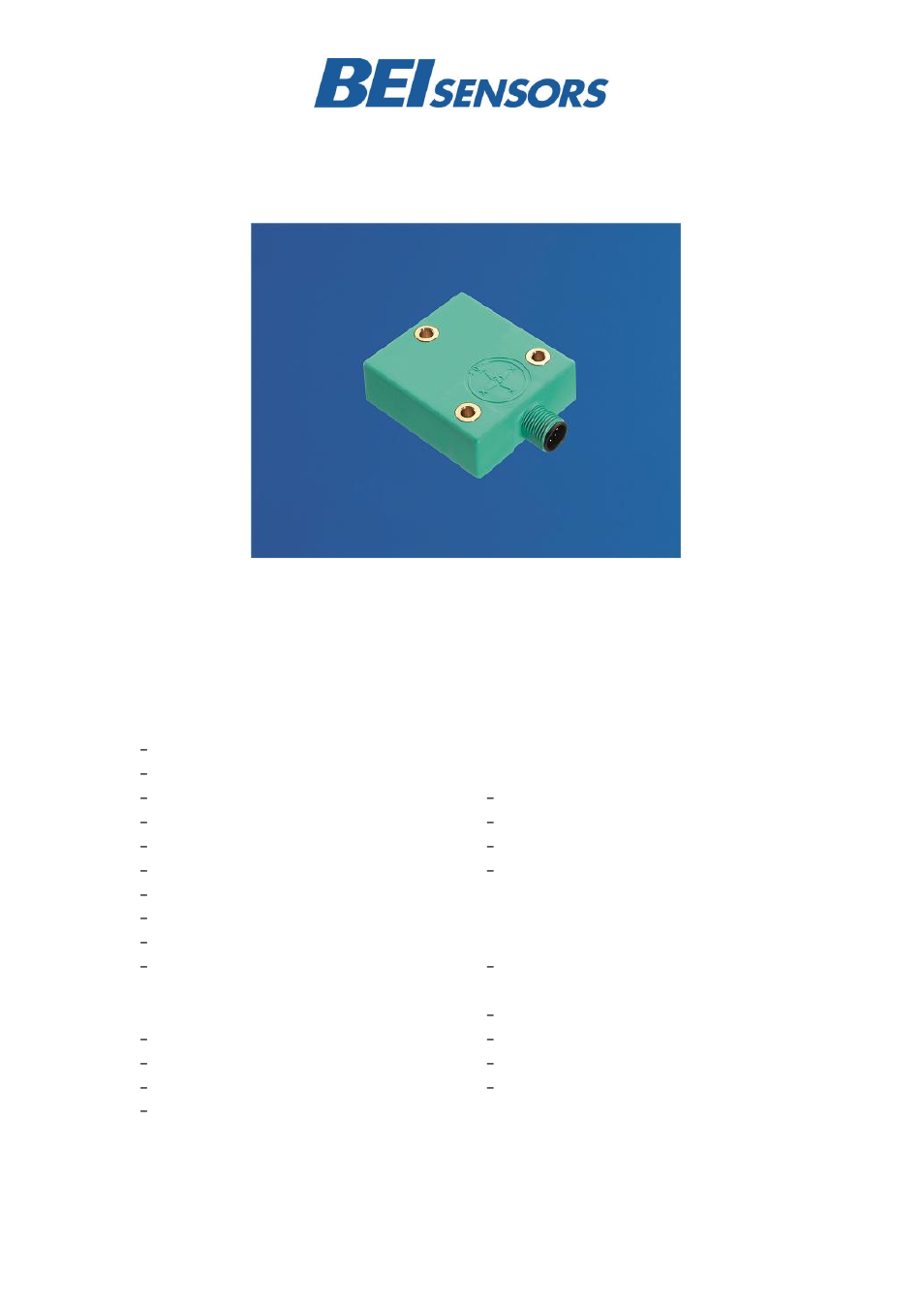 BEI Sensors Industrial Duty Inclinometers User Manual | 9 pages