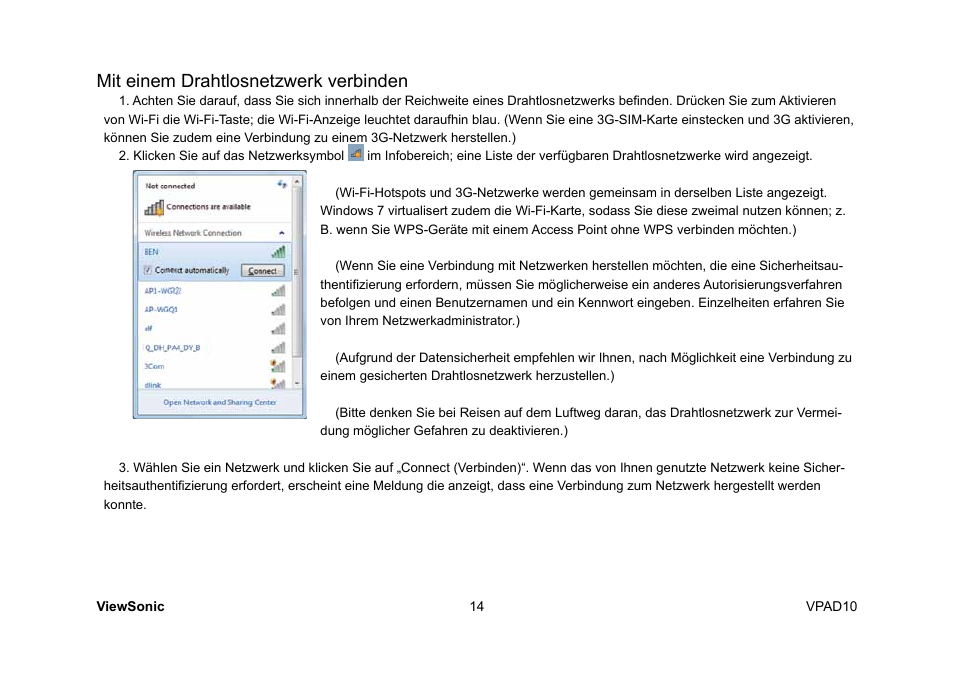 Mit einem drahtlosnetzwerk verbinden | VIEWSONIC ViewPad 10 User Manual | Page 112 / 264
