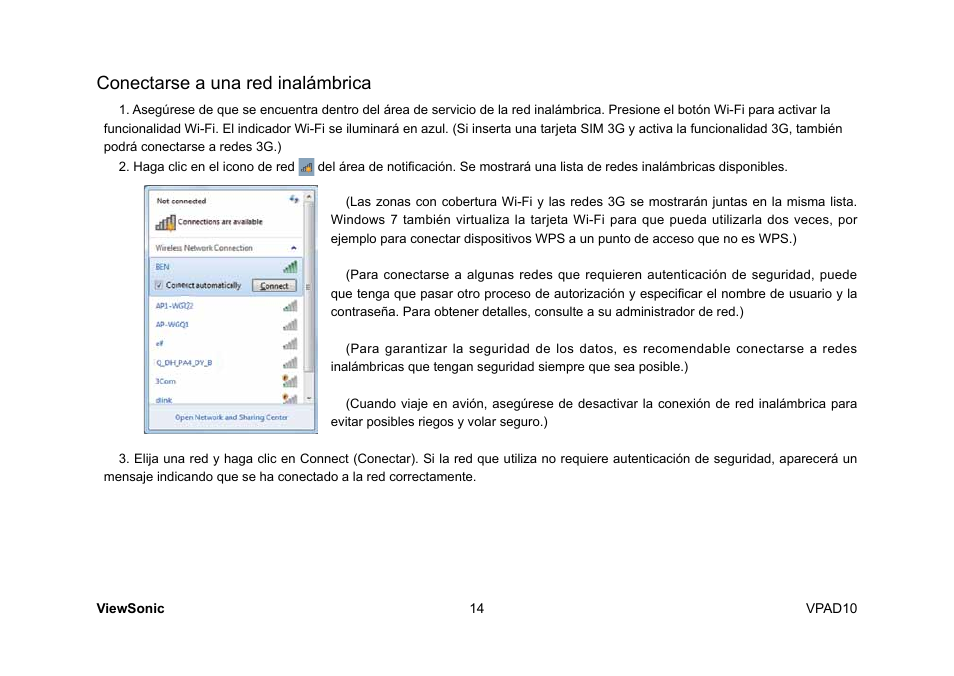 Conectarse a una red inalámbrica | VIEWSONIC ViewPad 10 User Manual | Page 156 / 264