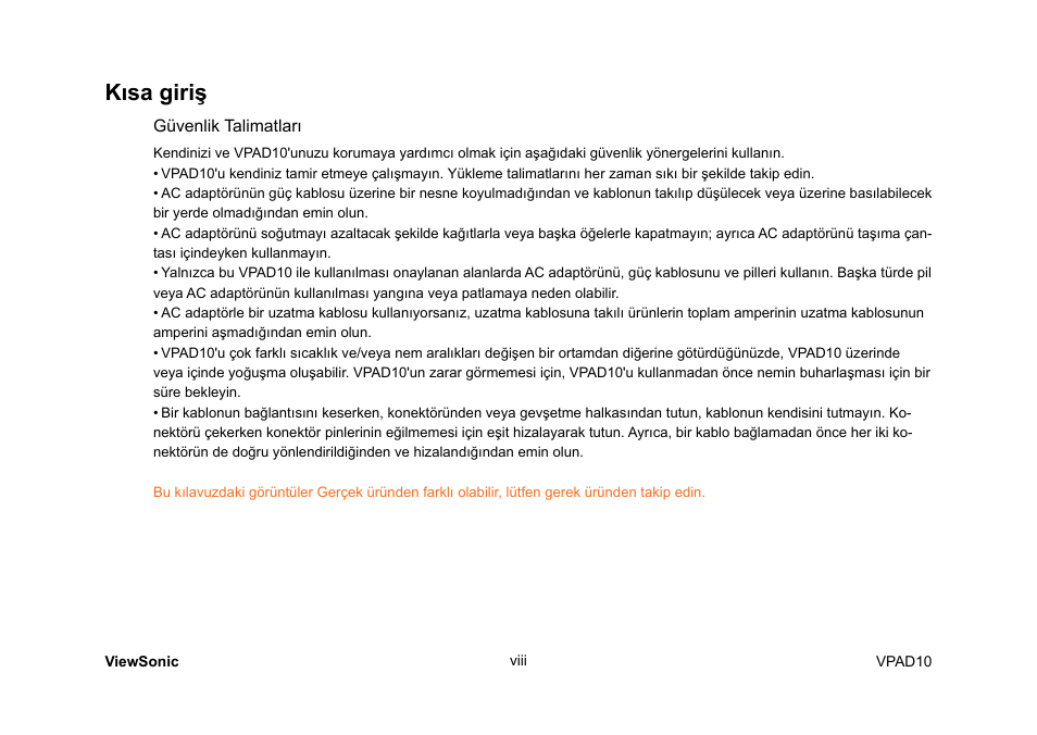 Kısa giriş | VIEWSONIC ViewPad 10 User Manual | Page 185 / 264