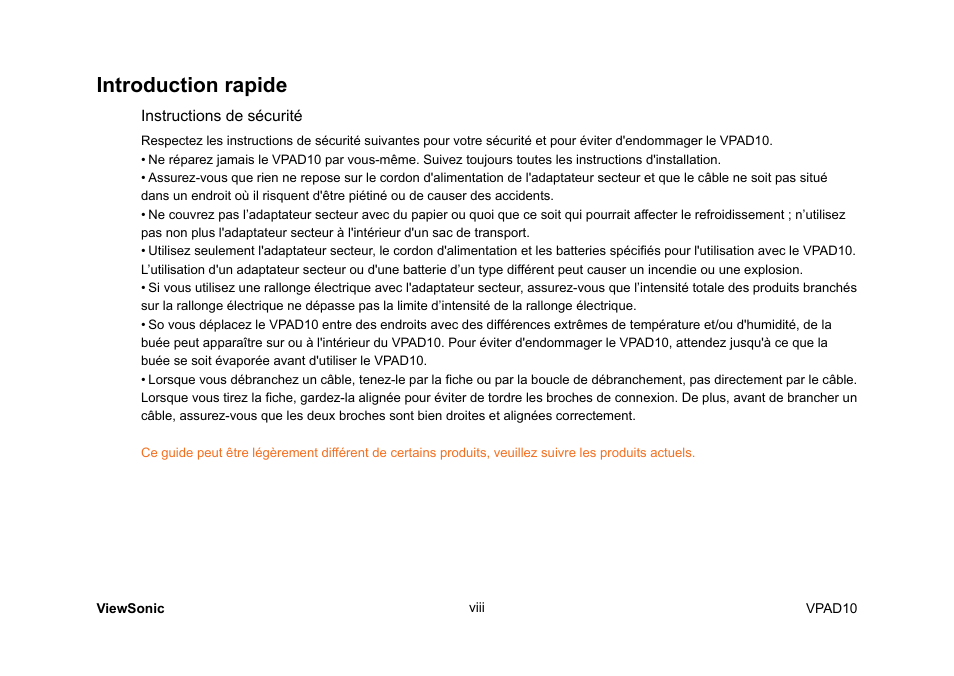 Introduction rapide | VIEWSONIC ViewPad 10 User Manual | Page 53 / 264