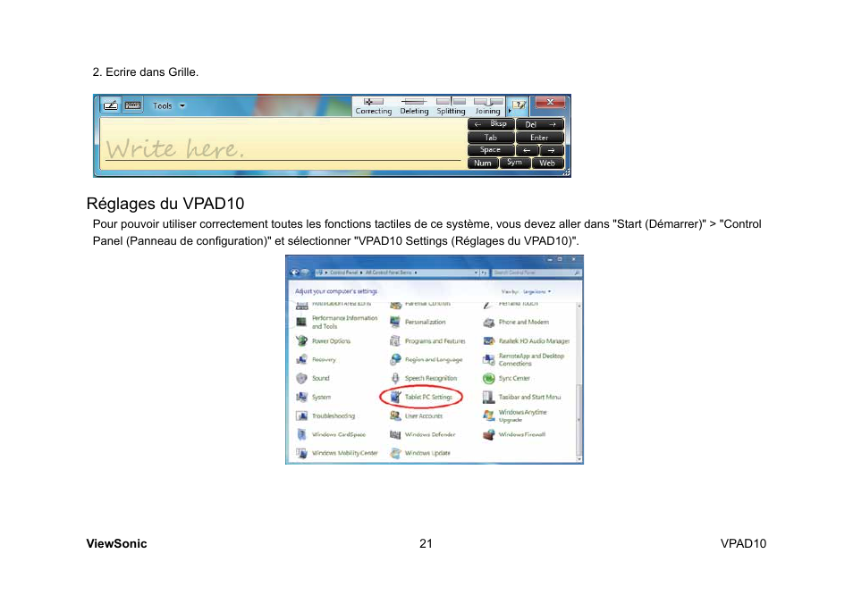 Réglages du vpad10 | VIEWSONIC ViewPad 10 User Manual | Page 75 / 264