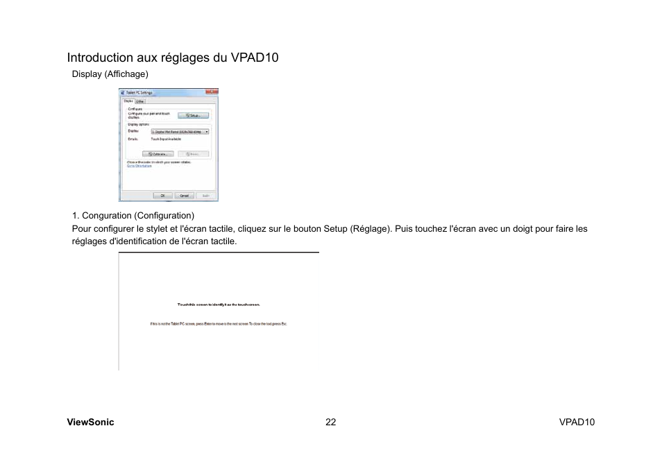 Introduction aux réglages du vpad10 | VIEWSONIC ViewPad 10 User Manual | Page 76 / 264