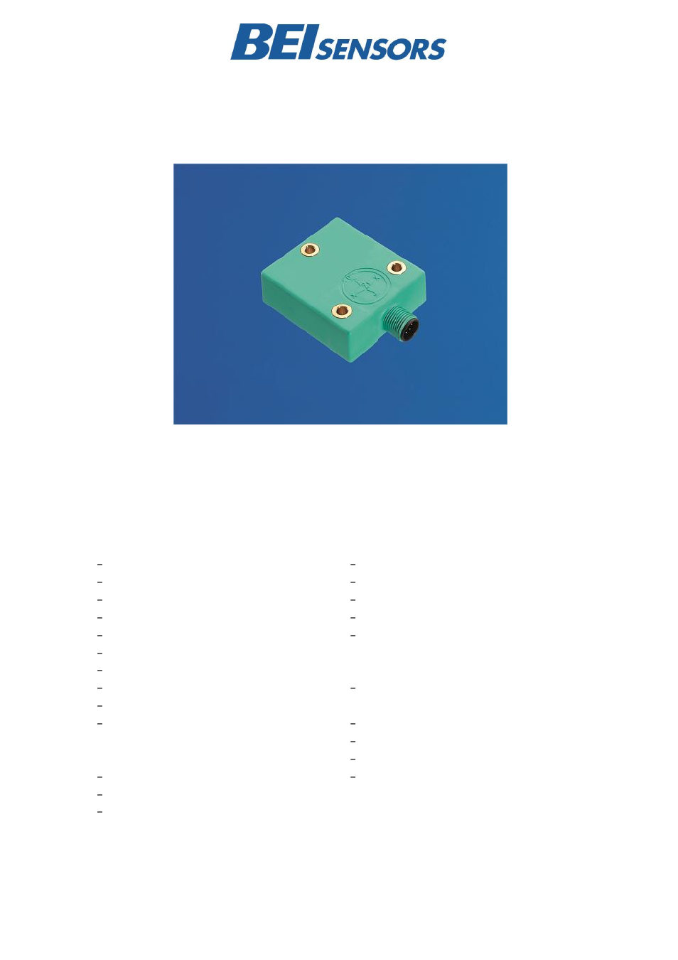 BEI Sensors Industrial Duty Inclinometers User Manual | 10 pages