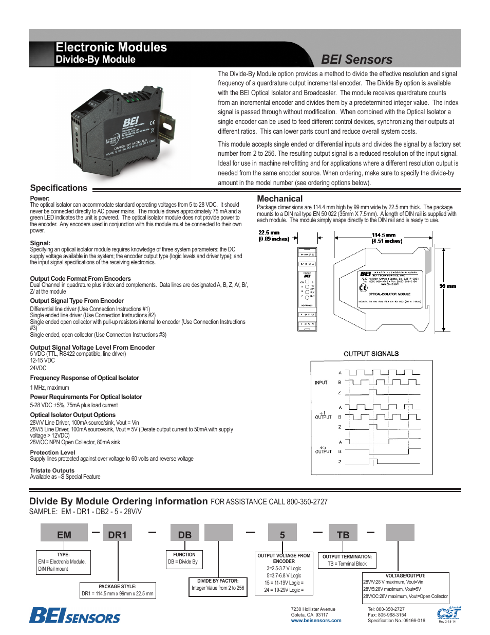 BEI Sensors Divide-By Module User Manual | 3 pages