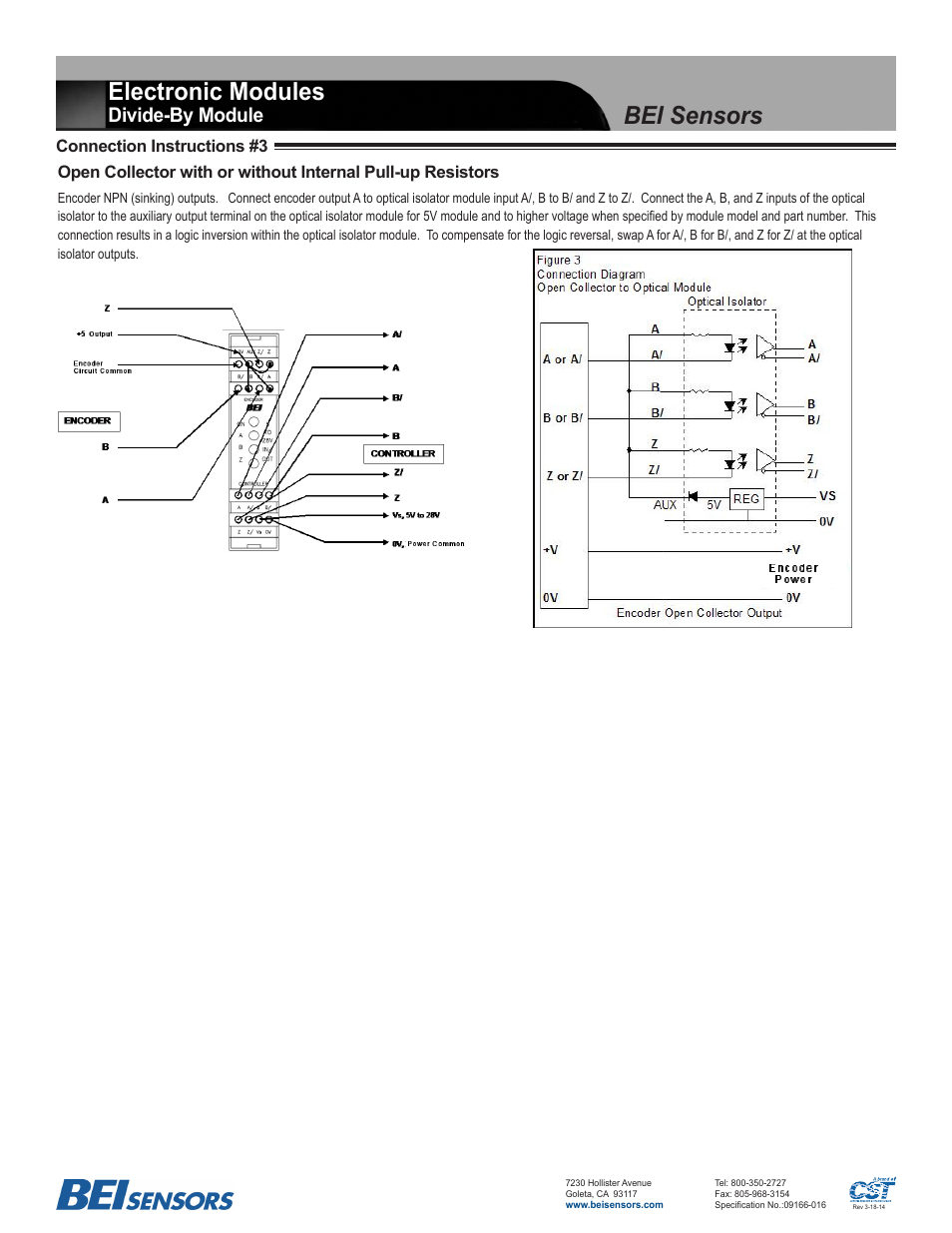 Electronic modules, Bei sensors, Divide-by module | BEI Sensors Divide-By Module User Manual | Page 3 / 3