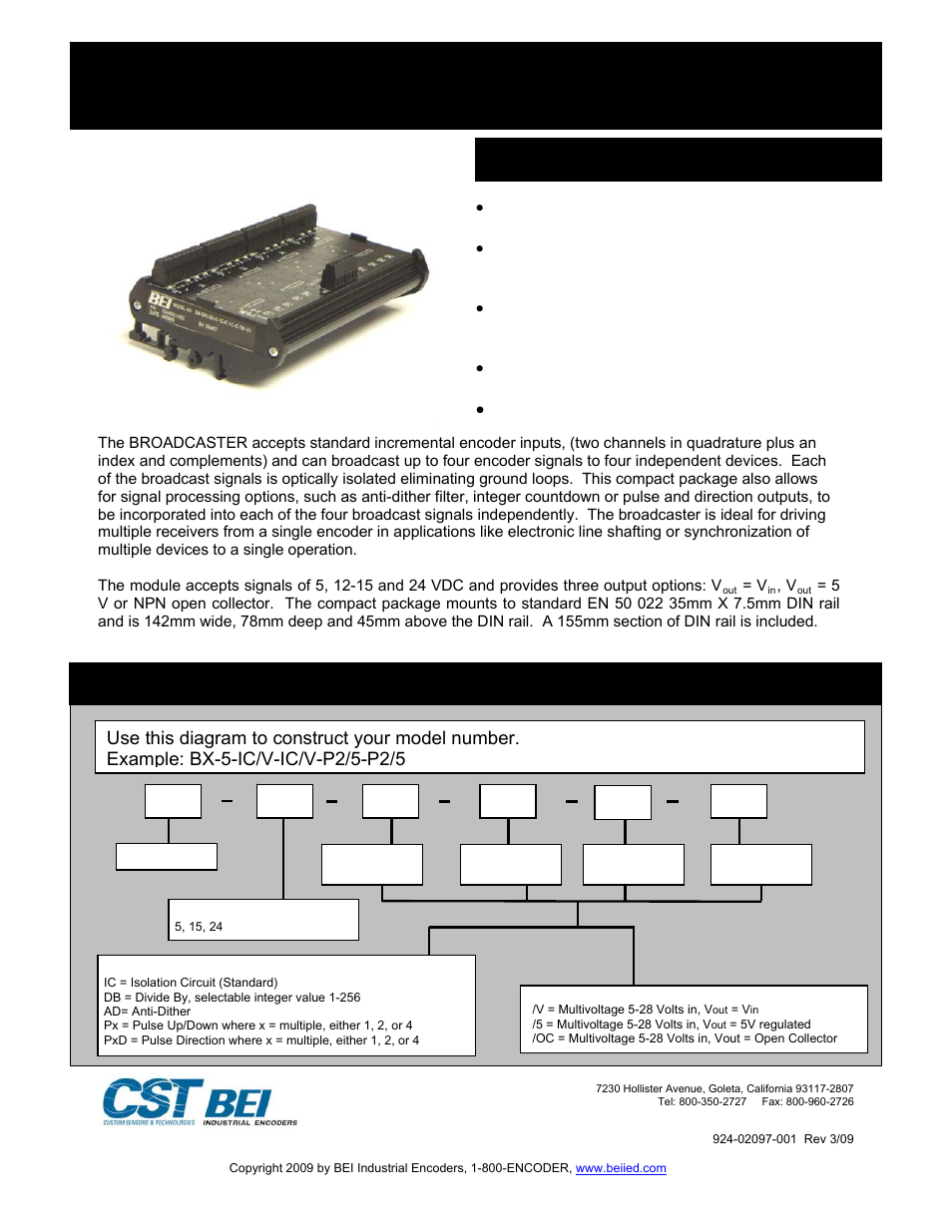 BEI Sensors Encoder Signal Broadcaster Module User Manual | 4 pages