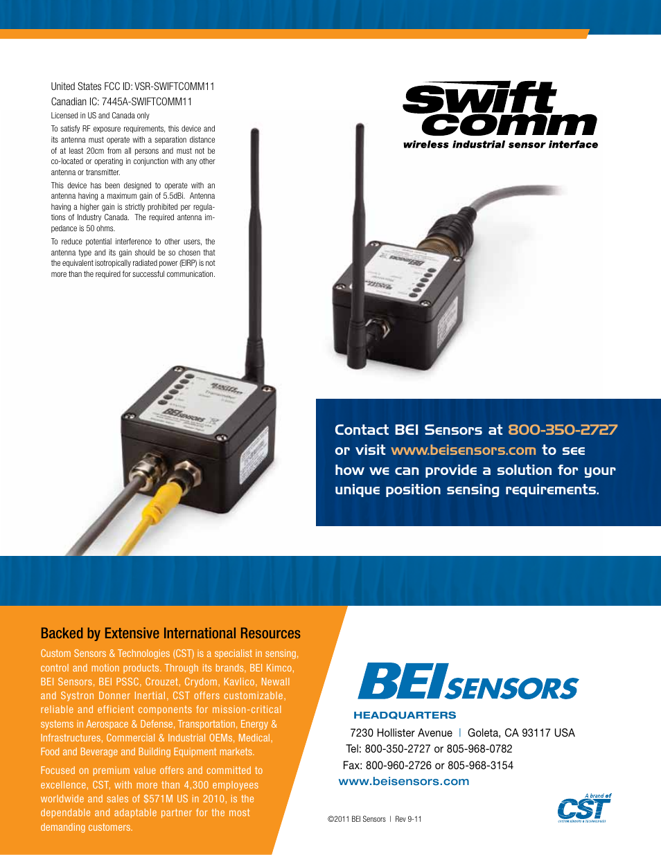 Backed by extensive international resources | BEI Sensors SwiftComm® Real-Time Wireless Encoder Interface User Manual | Page 7 / 7