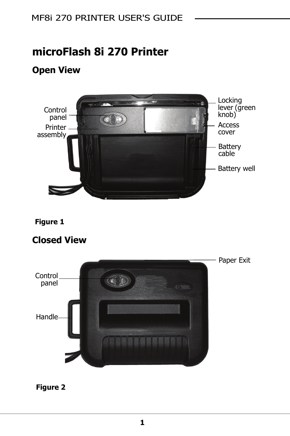 Microflash 8i 270 printer, Open view, Closed view | Open view closed view | Datamax-O'Neil MF8I 270 User Guide User Manual | Page 4 / 20