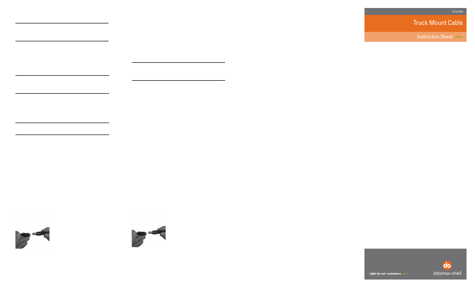 Truck mount cable, Warranty, No liability for negligent use | Step 2a: installing the truck mount cable | Datamax-O'Neil VMP SERIES Truck Mount Cable User Manual | Page 2 / 2