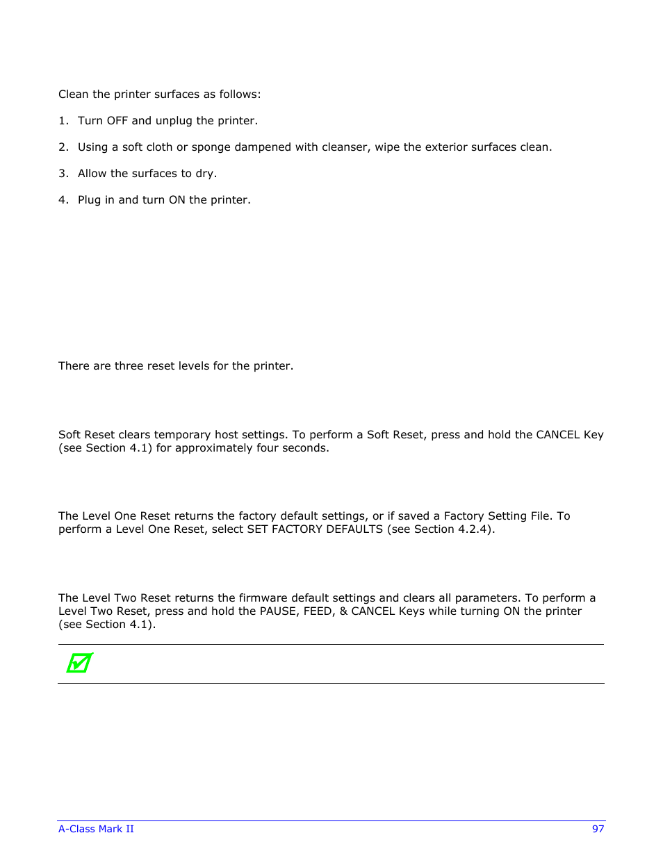 7 reset methods | Datamax-O'Neil A-Class Mark II Operator’s Manual User Manual | Page 107 / 160