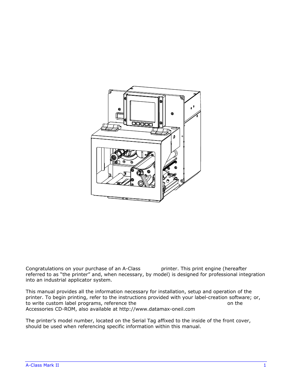 Overview | Datamax-O'Neil A-Class Mark II Operator’s Manual User Manual | Page 11 / 160