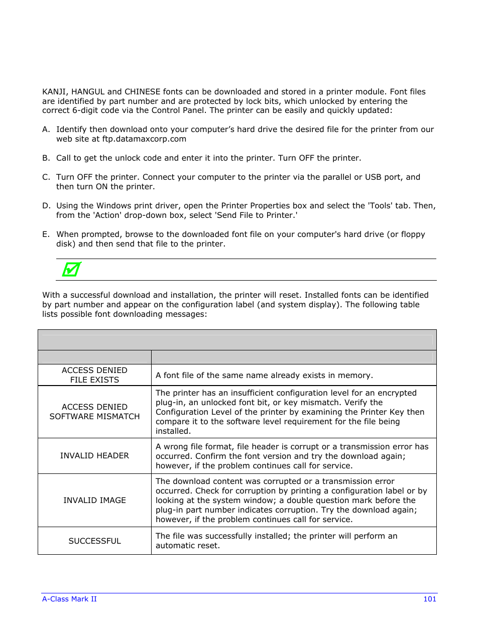 10 fonts | Datamax-O'Neil A-Class Mark II Operator’s Manual User Manual | Page 111 / 160