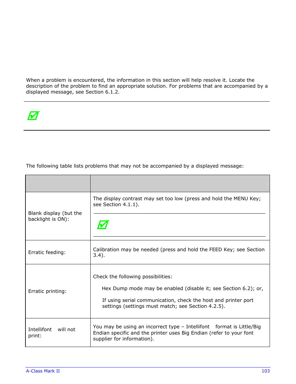 Troubleshooting, 1 problem resolution | Datamax-O'Neil A-Class Mark II Operator’s Manual User Manual | Page 113 / 160