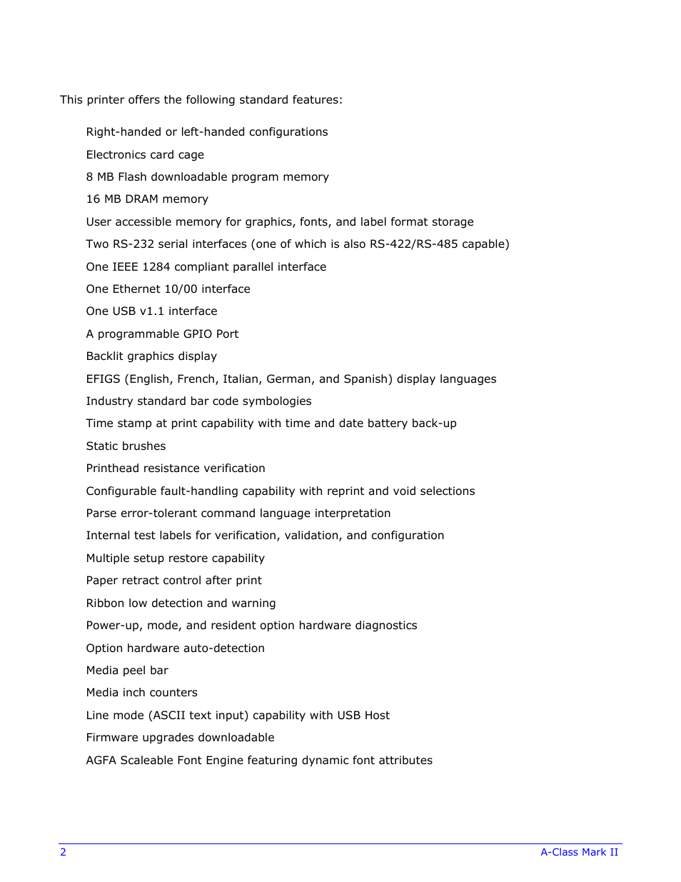 Datamax-O'Neil A-Class Mark II Operator’s Manual User Manual | Page 12 / 160