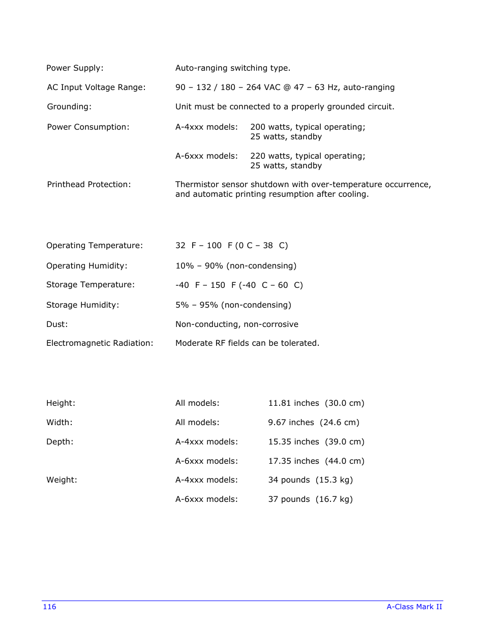 Datamax-O'Neil A-Class Mark II Operator’s Manual User Manual | Page 126 / 160