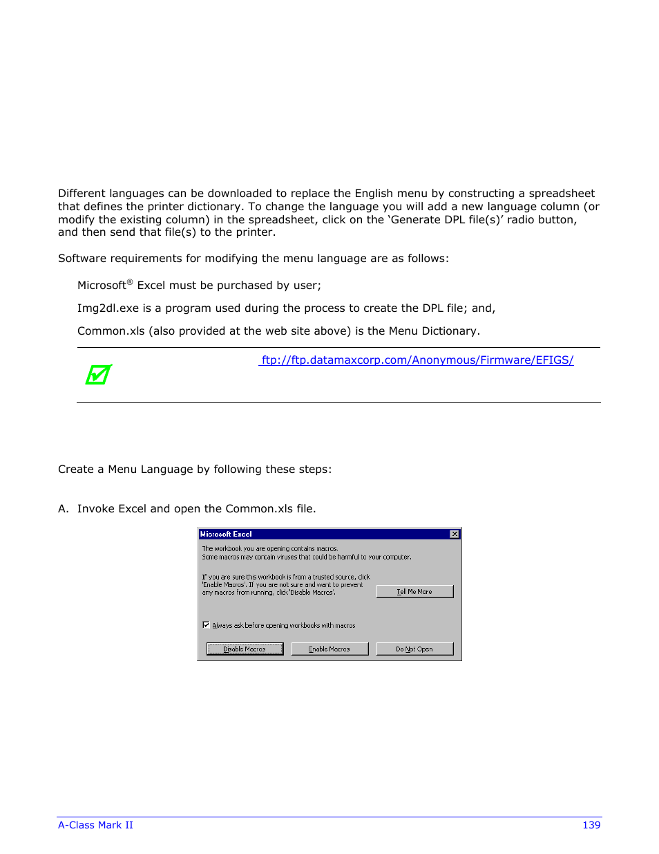 Appendix e, Multi-language menu | Datamax-O'Neil A-Class Mark II Operator’s Manual User Manual | Page 149 / 160