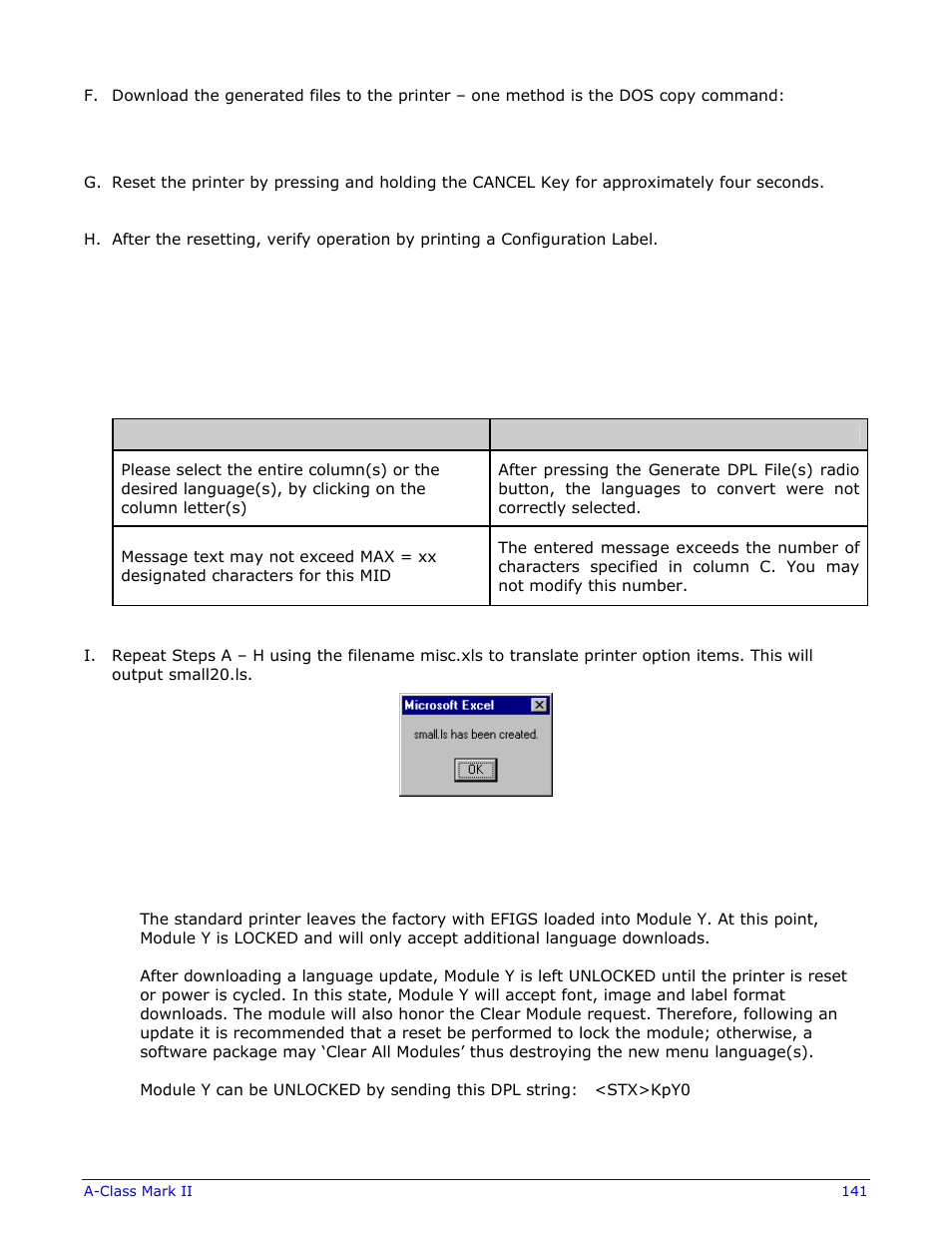 Datamax-O'Neil A-Class Mark II Operator’s Manual User Manual | Page 151 / 160