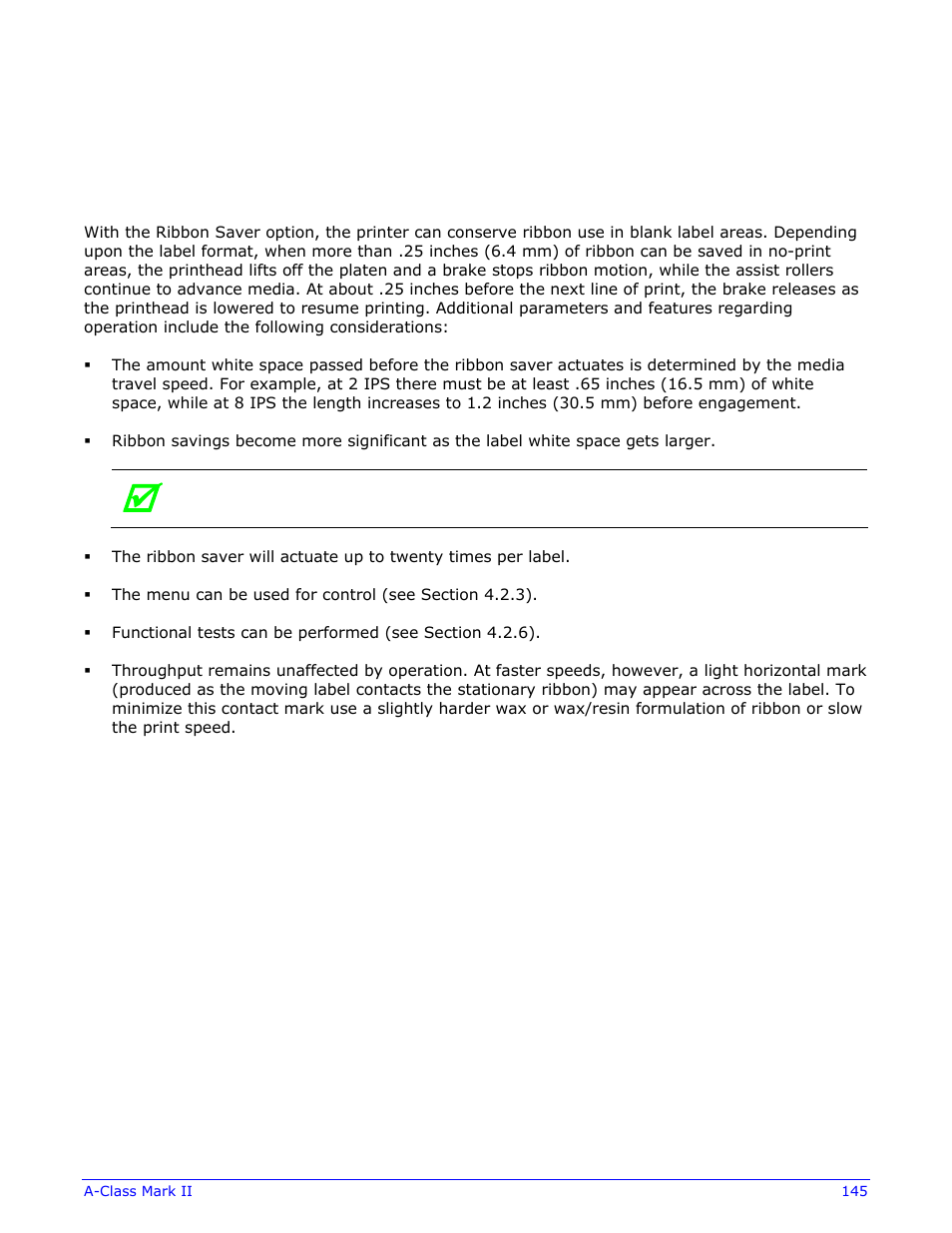 Appendix g, Ribbon saver overview | Datamax-O'Neil A-Class Mark II Operator’s Manual User Manual | Page 155 / 160