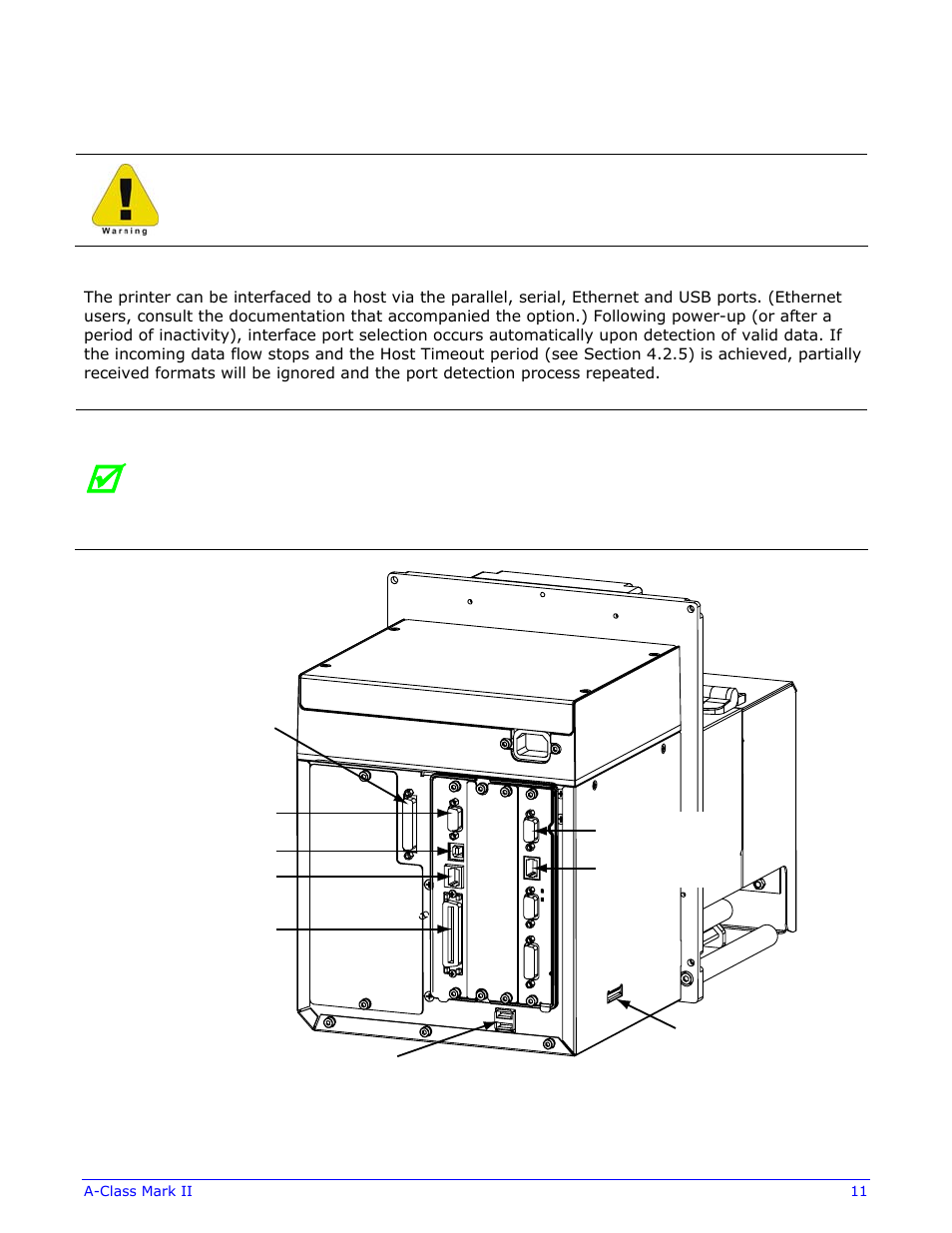 3 connecting to a host | Datamax-O'Neil A-Class Mark II Operator’s Manual User Manual | Page 21 / 160