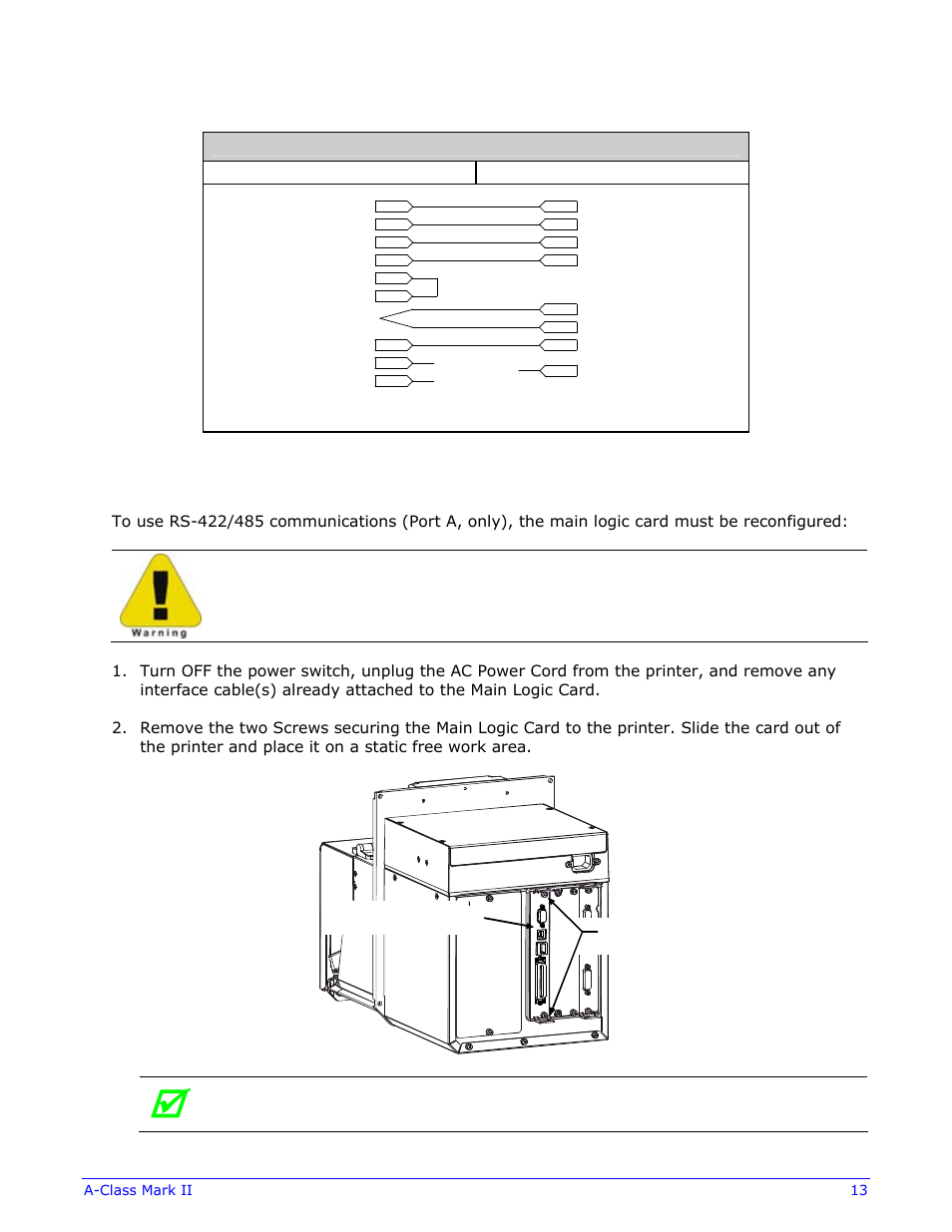 Main logic card screws | Datamax-O'Neil A-Class Mark II Operator’s Manual User Manual | Page 23 / 160