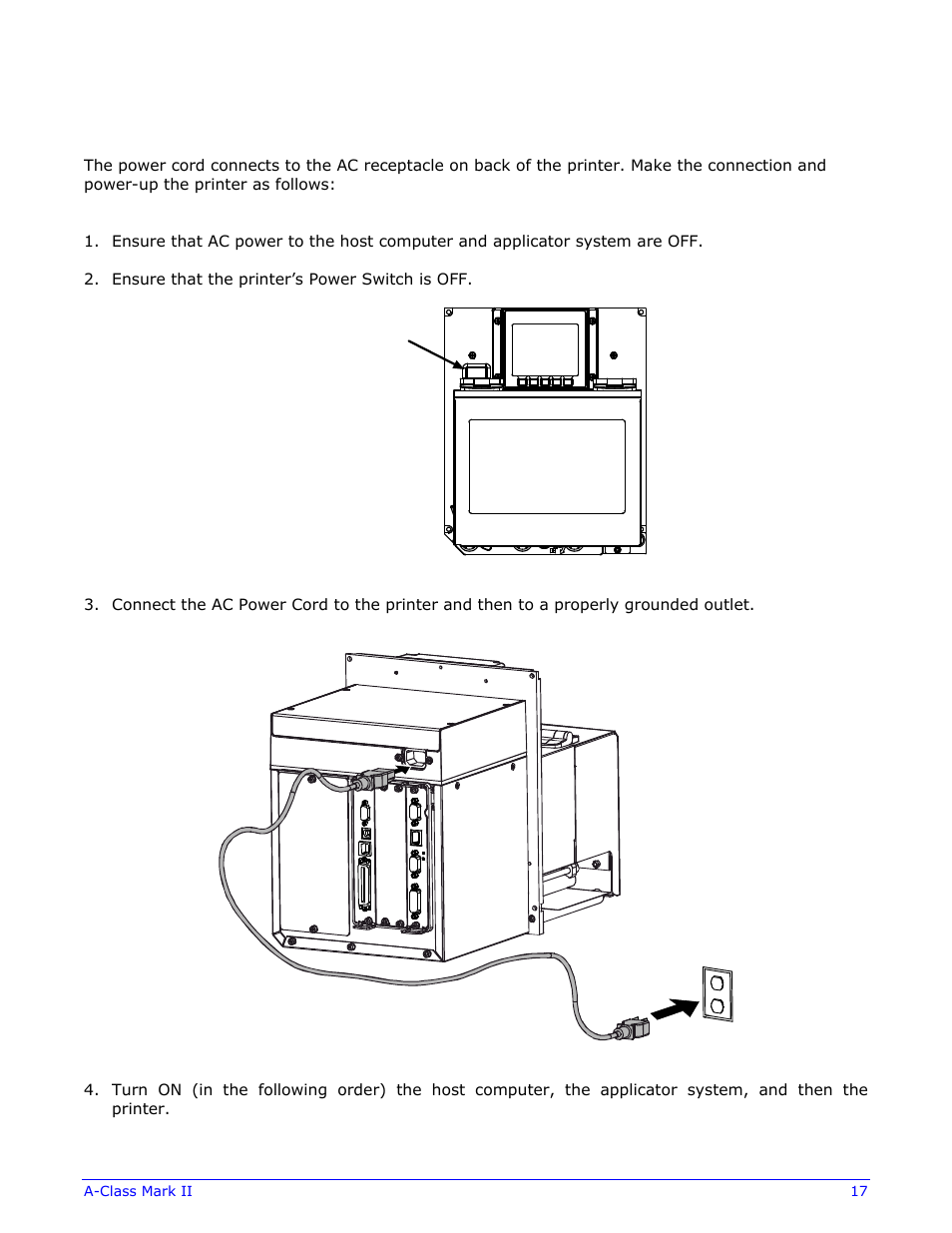 5 connecting power | Datamax-O'Neil A-Class Mark II Operator’s Manual User Manual | Page 27 / 160