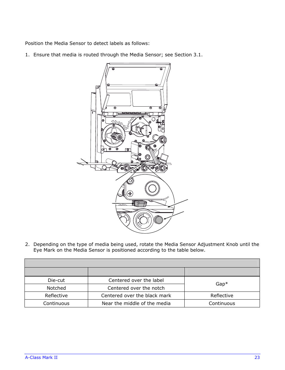 2 adjusting the media sensor | Datamax-O'Neil A-Class Mark II Operator’s Manual User Manual | Page 33 / 160