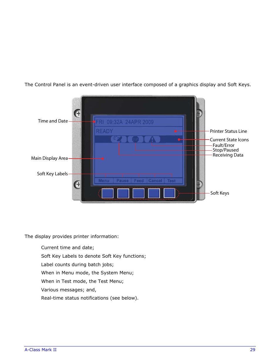 Using the control panel, 1 layout | Datamax-O'Neil A-Class Mark II Operator’s Manual User Manual | Page 39 / 160