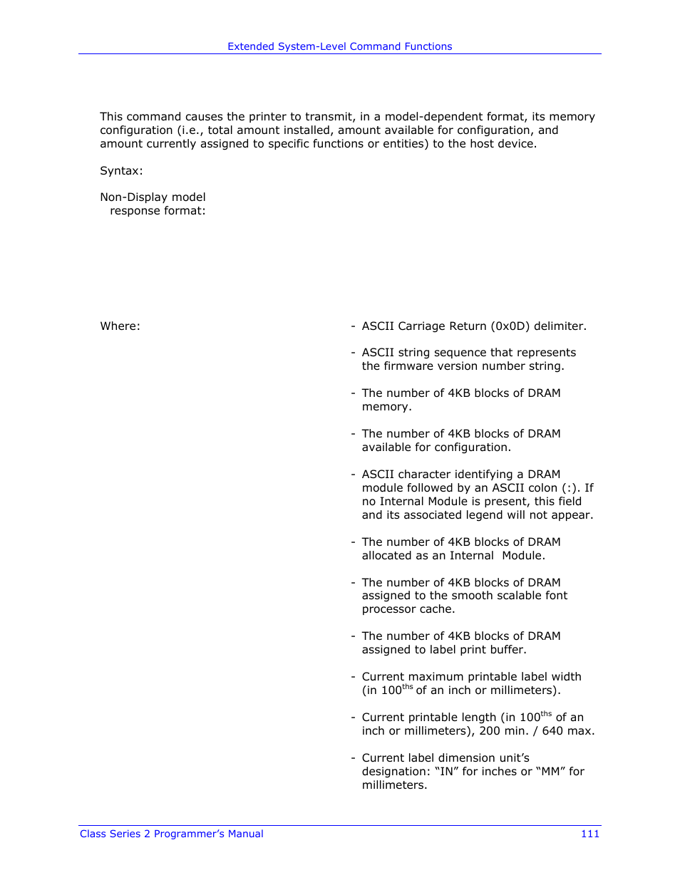 Datamax-O'Neil Class Series II Programmer’s Manual User Manual | Page 125 / 334