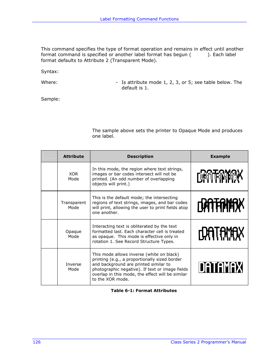 Aset format attribute | Datamax-O'Neil Class Series II Programmer’s Manual User Manual | Page 140 / 334