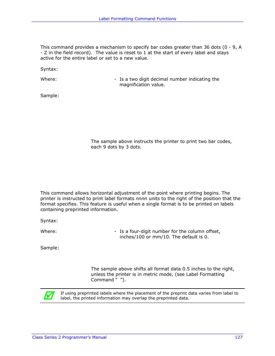 Datamax-O'Neil Class Series II Programmer’s Manual User Manual | Page 141 / 334