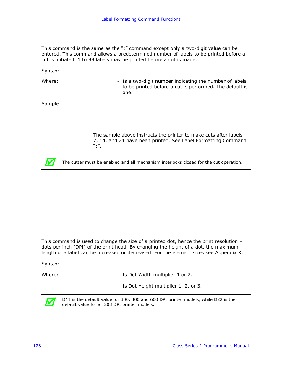Datamax-O'Neil Class Series II Programmer’s Manual User Manual | Page 142 / 334
